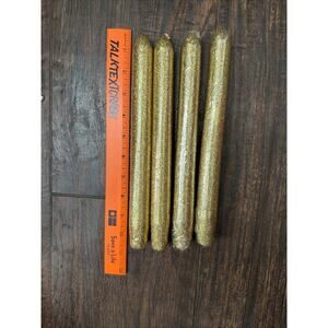 Gold Sparkle Dinner Taper Candles 10” X 1” Set Of 4